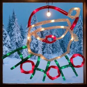 Vtg 1995 Mr. Christmas Holiday Mini Light Sculpture Silhouette HO HO HO 24 x 24"